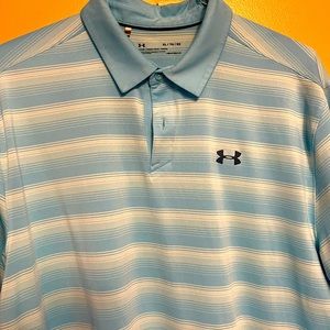 Under Armour striped golf shirt in great shape, non smoking home.